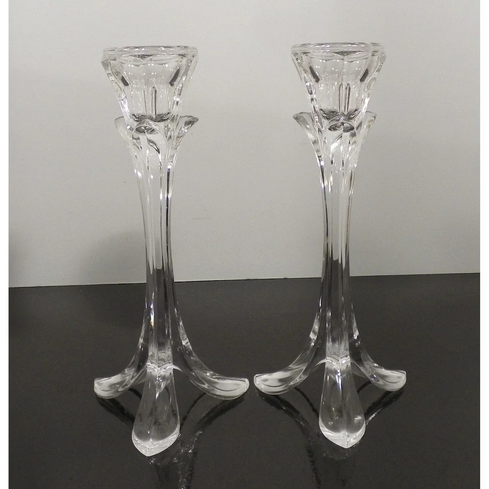 Set of 2 Cristal D'Arques BANDOL Candlesticks Glass 24% Lead Crystal